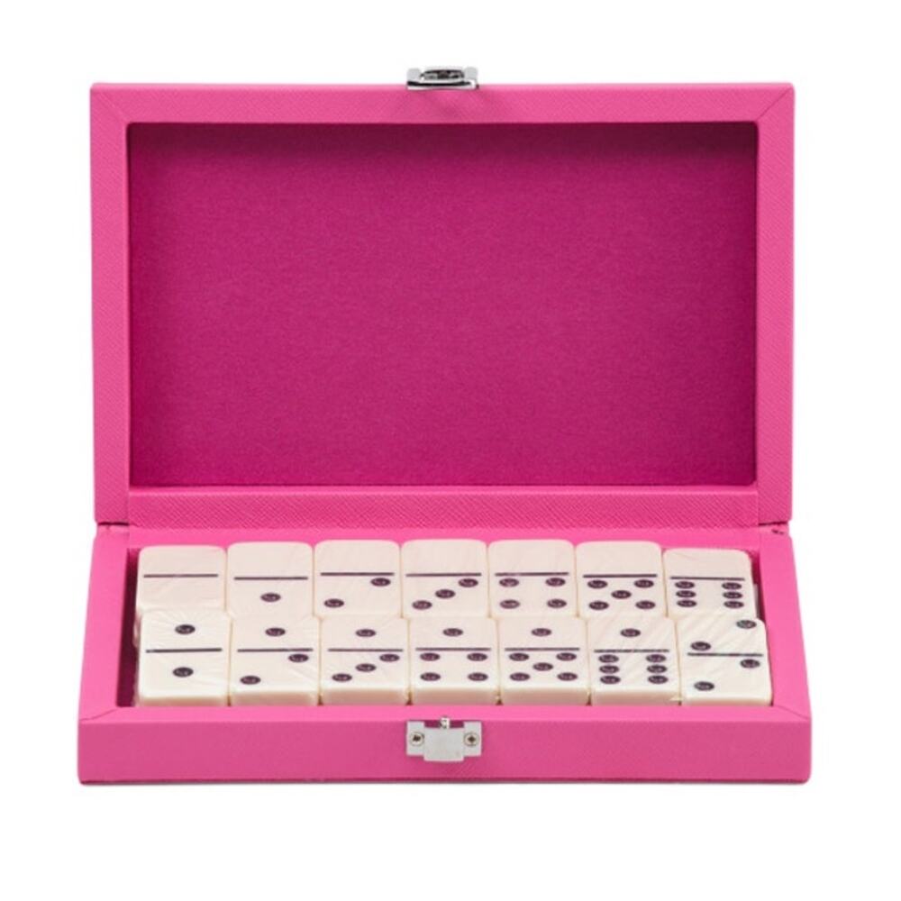 BROUK & CO Ellen Dominoes Travel Set in Posh Hot Pink Vegan Leather NEW In Box